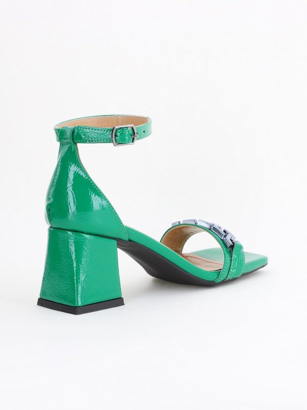 Sandale Damă cu Toc Vârf Drept Piele Ecologică Verde (BS6064SN2404086) 126