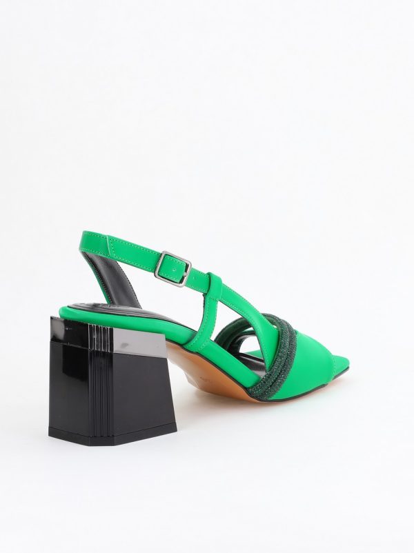 Sandale Damă cu Toc Vârf Drept Piele Ecologică verde efect vid (BS405SN2404125) 126