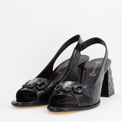 Sandale Damă Design Elegant cu Cristale din Piele Ecologica culoare Negru (BS670SN2404043)