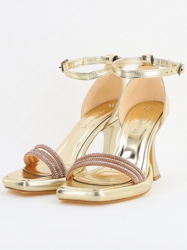 Sandale elegante pentru femei cu toc subțire din piele ecologică de culoare Auriu metalic (BS013HSN2404183) 120