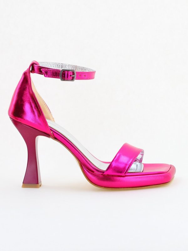 Sandale elegante pentru femei cu toc subțire din piele ecologică de culoare fuchsia (BS001HSN2404177) 122
