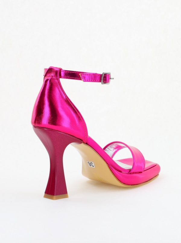 Sandale elegante pentru femei cu toc subțire din piele ecologică de culoare fuchsia (BS001HSN2404177) 126