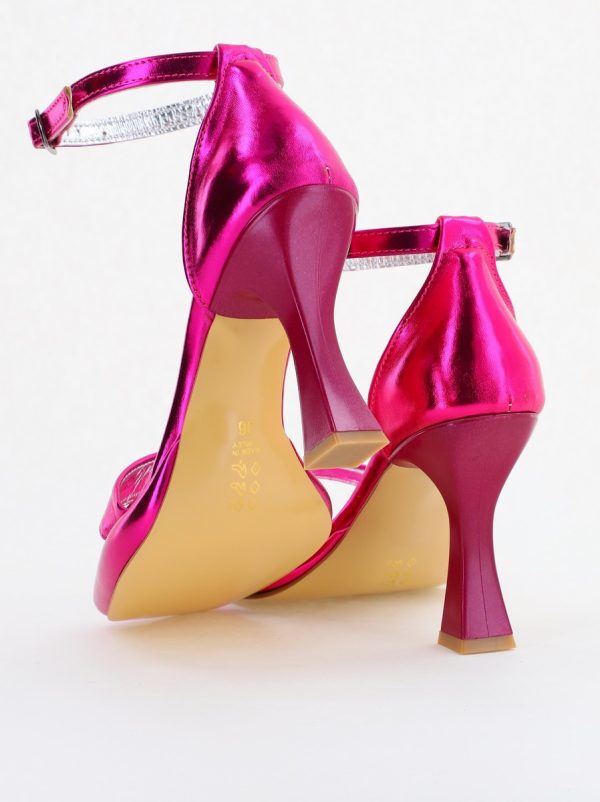 Sandale elegante pentru femei cu toc subțire din piele ecologică de culoare fuchsia (BS001HSN2404177) 120