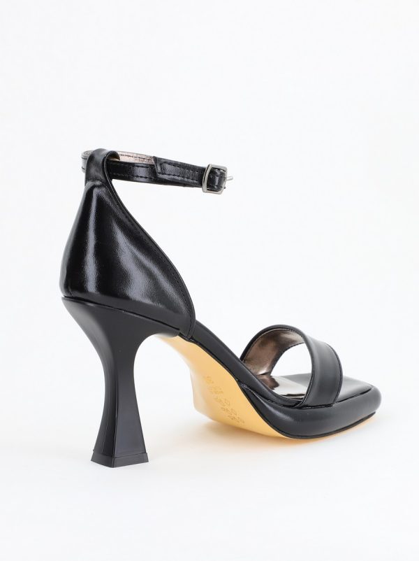 Sandale elegante pentru femei cu toc subțire din piele ecologică de culoare negru (BS001HSN2404179) 126