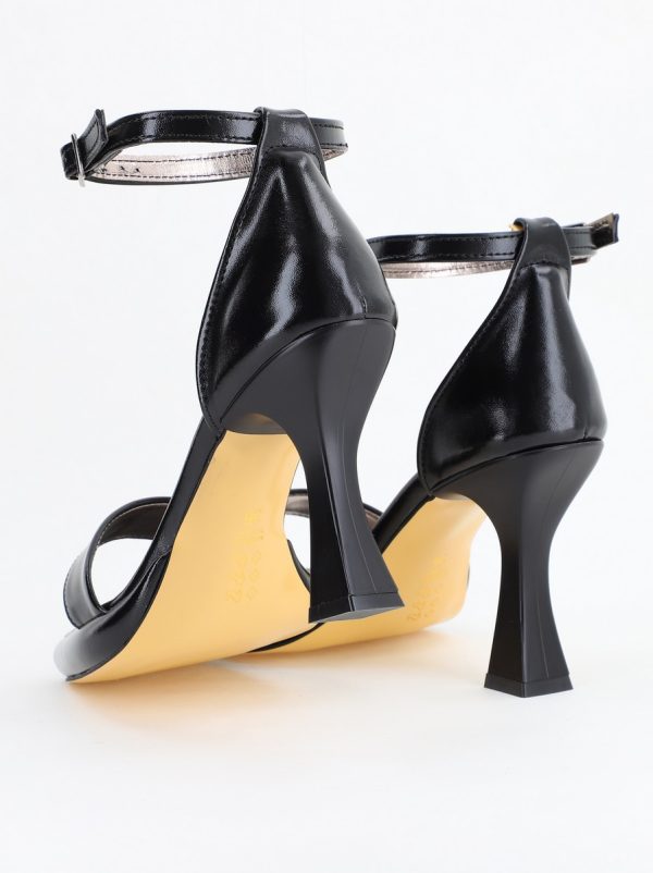 Sandale elegante pentru femei cu toc subțire din piele ecologică de culoare negru (BS001HSN2404179) 120