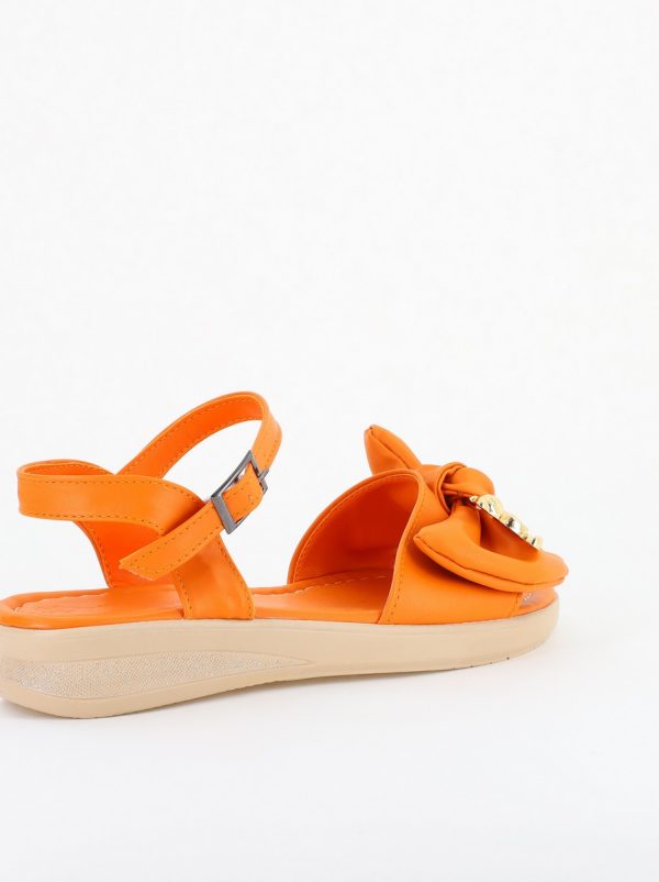 Sandale pentru femei cu fundiță din piele ecologică, culoarea portocaliu (BS410SN2404190) 126