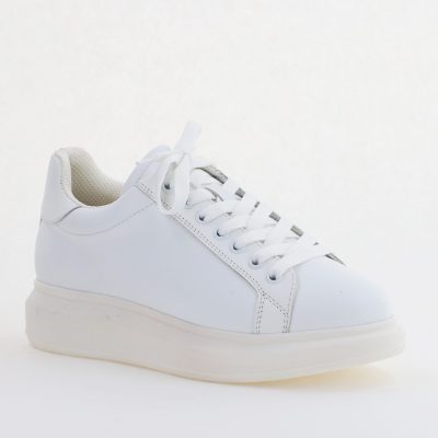 Sneakers damă din piele naturală, Alb Box Leofex BS074LE24040012
