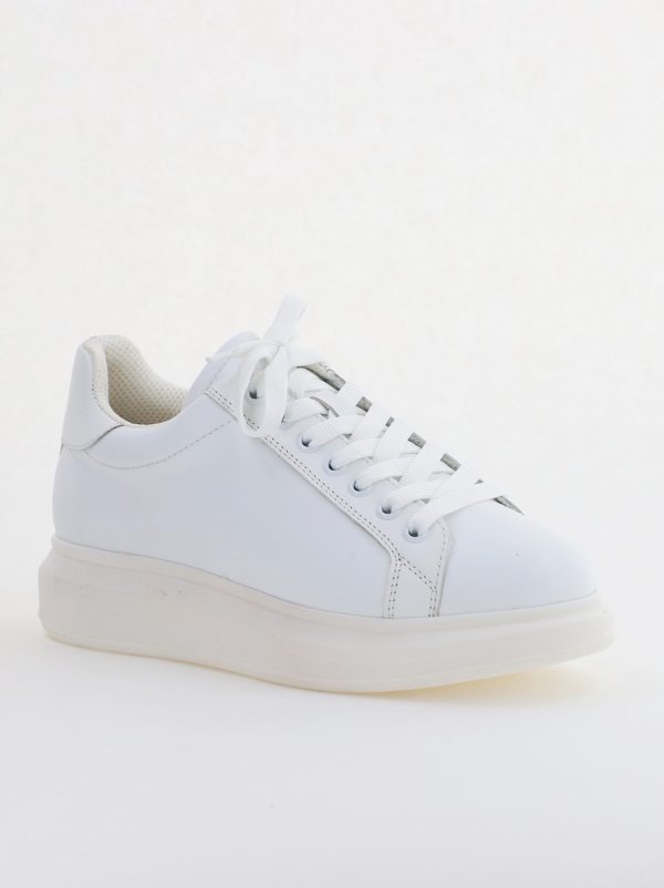 Incaltaminte Dama - Sneakers damă din piele naturală, Alb Box Leofex BS074LE24040012