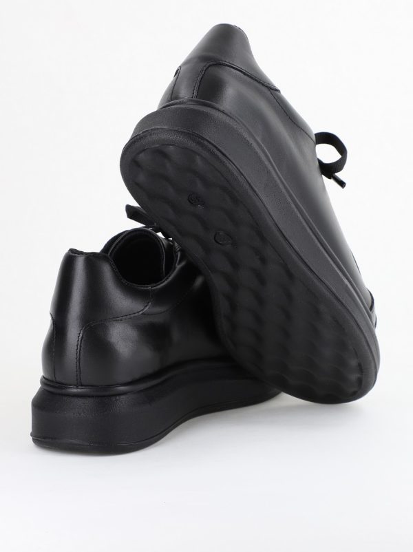 Sneakers damă din piele naturală, Negru Box Leofex BS074LE24040011 122