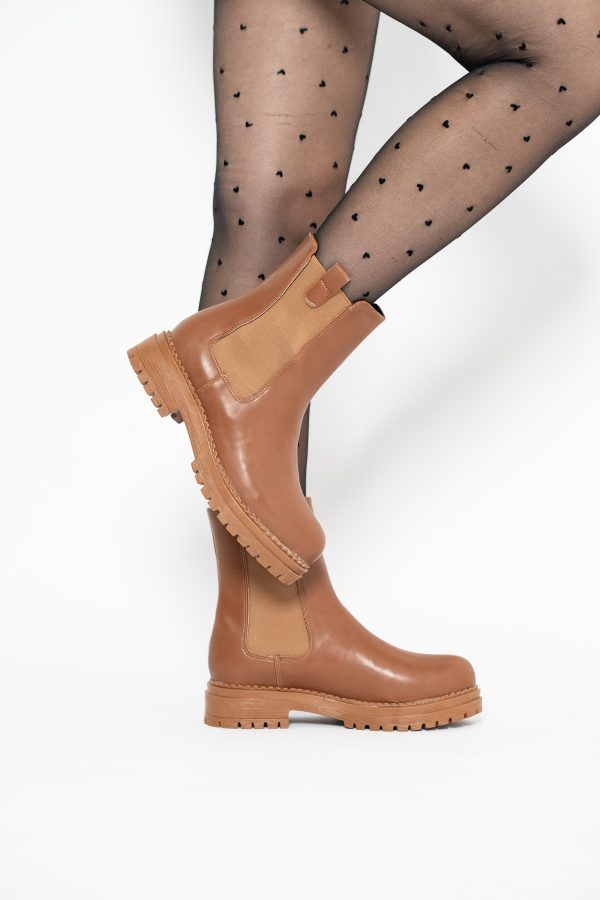 Ghete damă din piele ecologică cu elastic- culoare Maro BS8012BT2409832 123