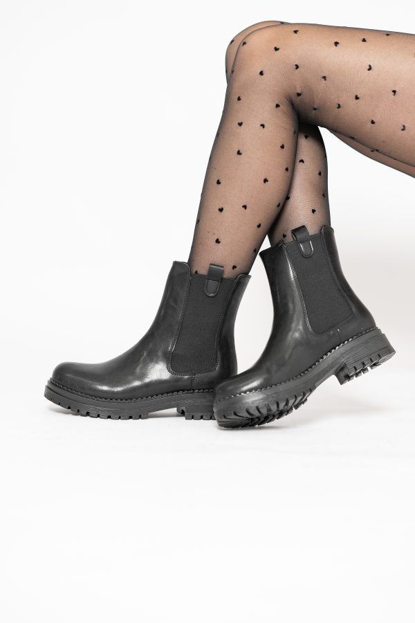 Ghete damă din piele ecologică întoarsă cu elastic- culoare Negru BS8012BT2409830 121