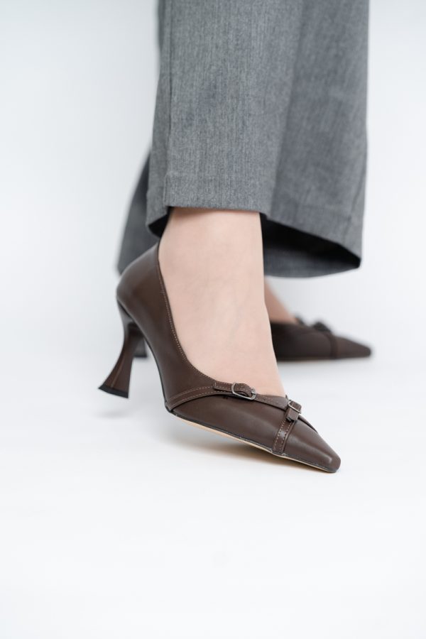 Pantofi Damă Stiletto Cafeniu Mat din Piele Ecologică BS0200AY2411180 119