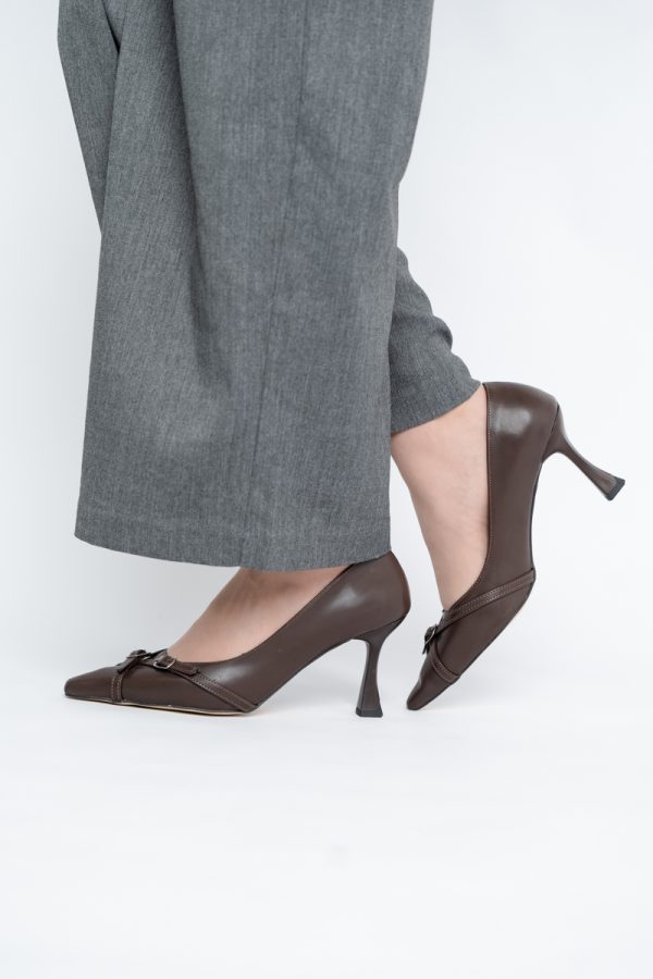 Pantofi Damă Stiletto Cafeniu Mat din Piele Ecologică BS0200AY2411180 123