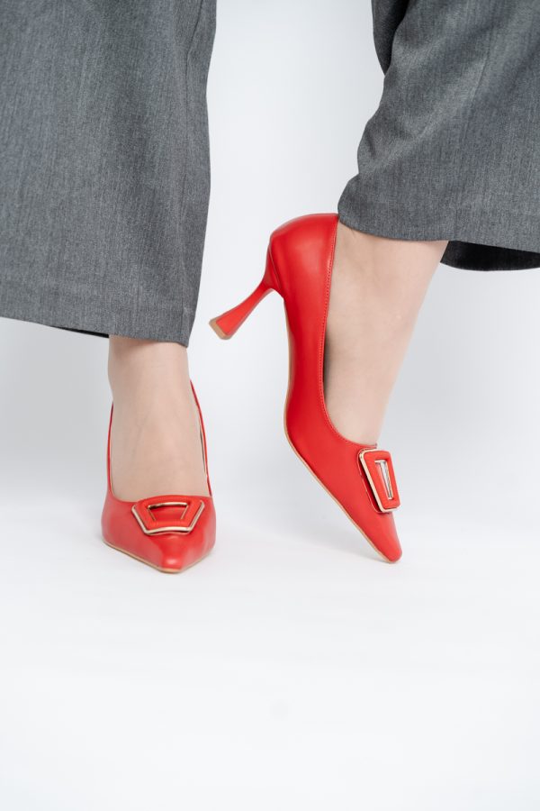Pantofi Damă Stiletto Roșu Mat din Piele Ecologică (BS0202AY2411196) 119