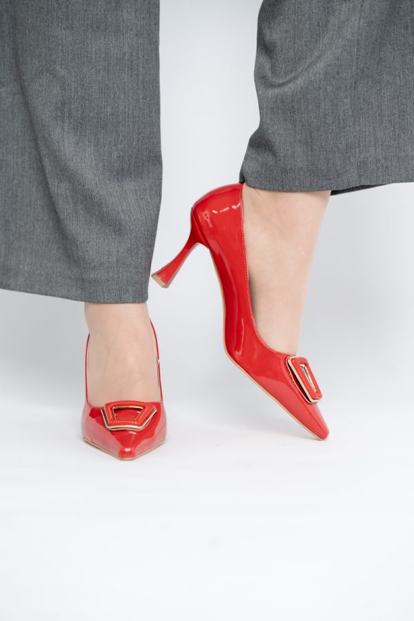 Pantofi Damă Stiletto Roșu Lac din Piele Ecologică (BS0202AY2411205) 119
