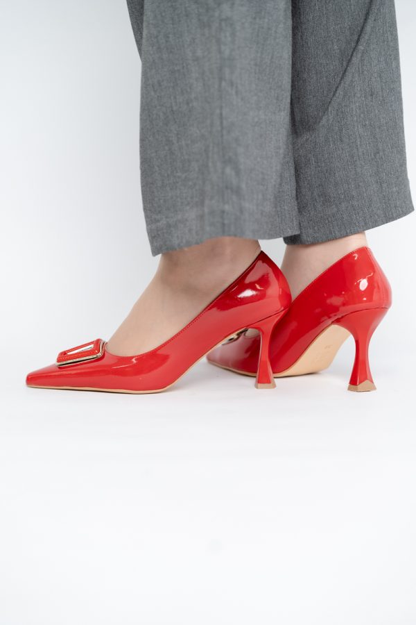 Pantofi Damă Stiletto Roșu Lac din Piele Ecologică (BS0202AY2411205) 123