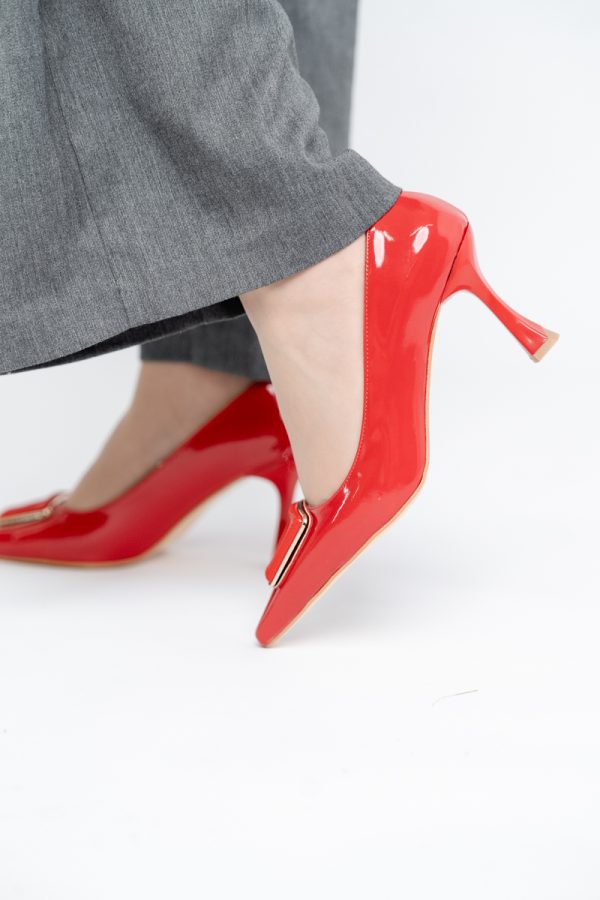 Pantofi Damă Stiletto Roșu Lac din Piele Ecologică (BS0202AY2411205) 121