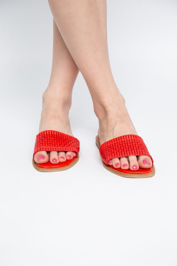 Papuci Damă Fără Toc din Piele Naturală culoare Roșu Nicoletta (BS21TR2405530) 121