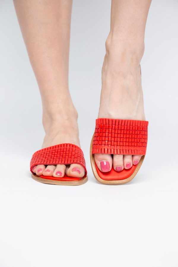 Papuci Damă Fără Toc din Piele Naturală culoare Roșu Nicoletta (BS21TR2405530) 119