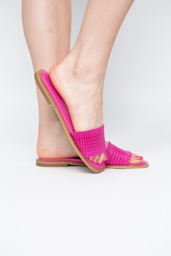 Papuci Damă Fără Toc din Piele Naturală culoare Fuchsia Nicoletta (BS21TR2405528) 123