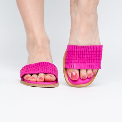 Papuci Damă Fără Toc din Piele Naturală culoare Fuchsia Nicoletta (BS21TR2405528)
