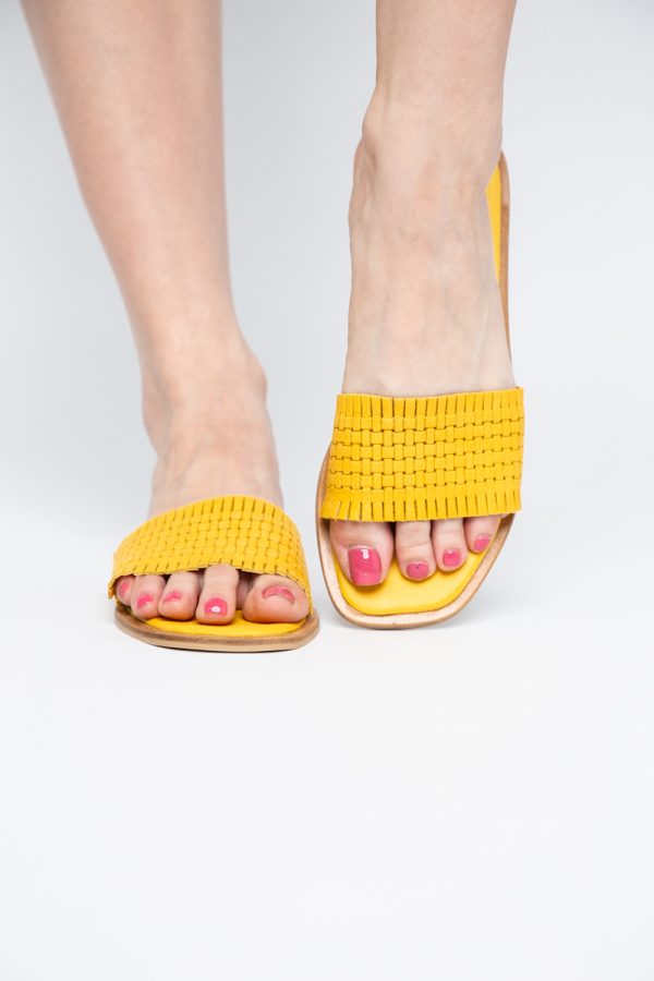Papuci Damă Fără Toc din Piele Naturală culoare Galben Nicoletta (BS21TR2405529) 119