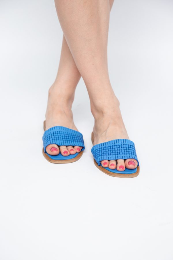 Papuci Damă Fără Toc din Piele Naturală culoare Albastru Nicoletta (BS21TR2405525) 121