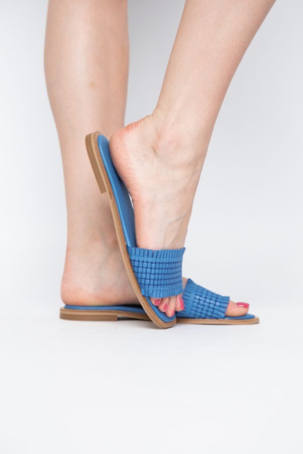 Papuci Damă Fără Toc din Piele Naturală culoare Albastru Nicoletta (BS21TR2405525) 123