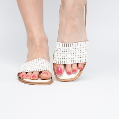 Papuci Damă Fără Toc din Piele Naturală culoare Bej Nicoletta (BS21TR2405526)