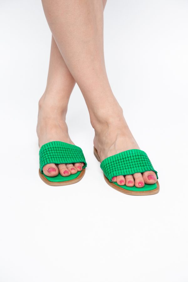 Papuci Damă Fără Toc din Piele Naturală culoare Verde Nicoletta (BS21TR2405531) 120