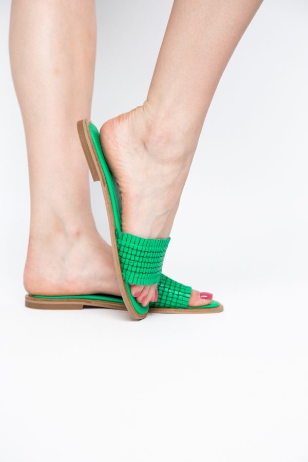 Papuci Damă Fără Toc din Piele Naturală culoare Verde Nicoletta (BS21TR2405531) 121