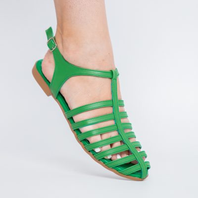 Sandale fără Toc din Piele Ecologică Verde (BS01SN2405281)