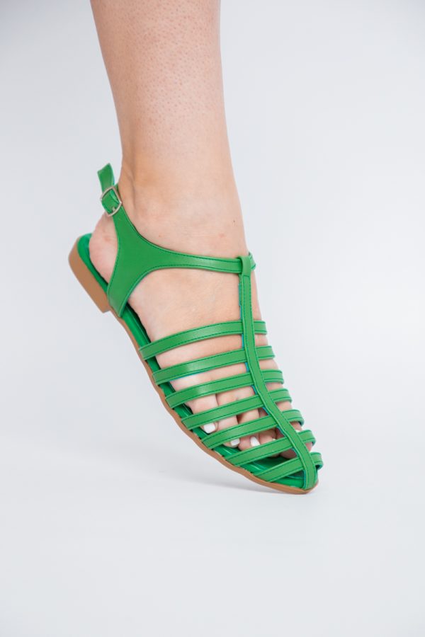 Sandale fără Toc din Piele Ecologică Verde (BS01SN2405281) 119