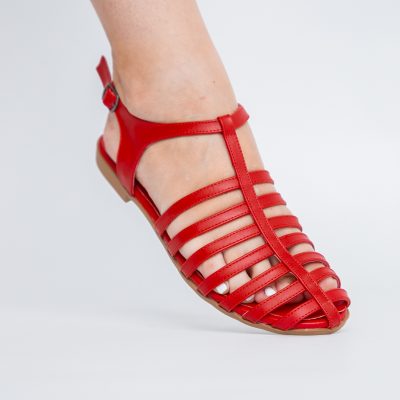 Sandale fără Toc din Piele Ecologică Roșu mat (BS01SN2405356)