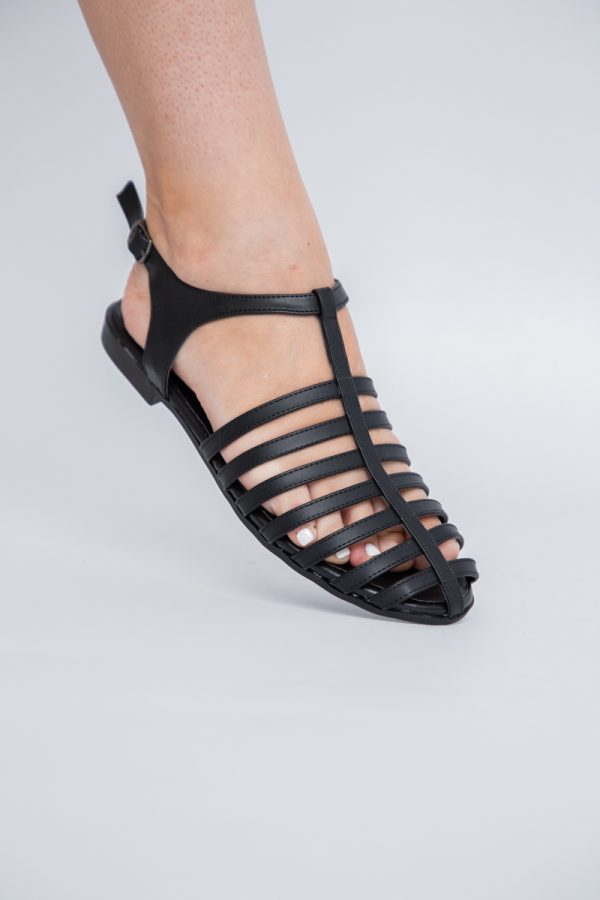 Sandale fără Toc din Piele Ecologică Negru mat (BS01SN2405358) 119