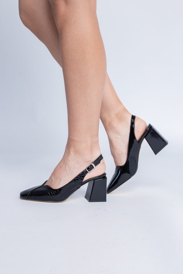 Pantofi cu Toc Eleganti Decupați din Piele Ecologica culoare Negru - BS1231AY2405274 119