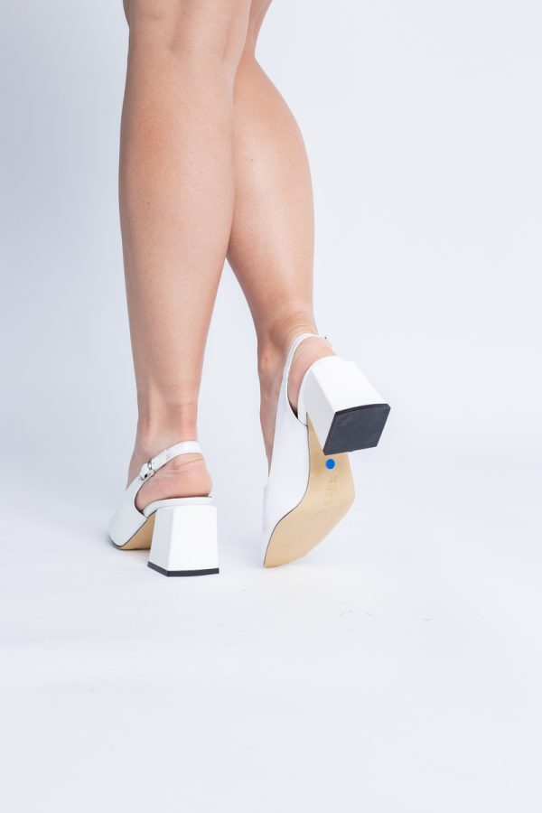 Pantofi cu Toc Eleganti Decupați din Piele Ecologica culoare Alb - BS1231AY2405275 123