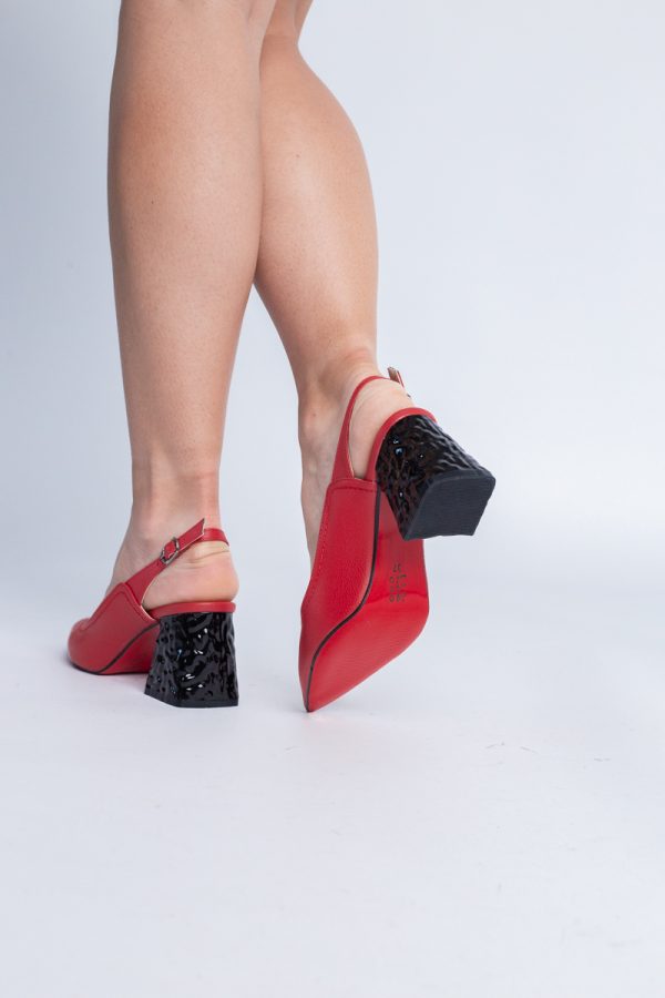 Pantofi cu Toc Eleganti Decupați din Piele Ecologica culoare Rosu - BS774AY2404258 123