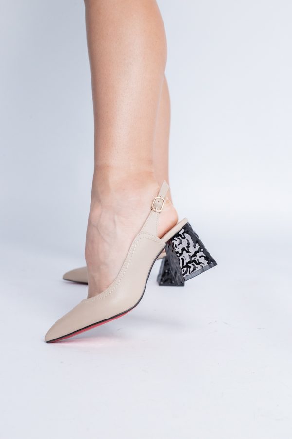 Pantofi cu Toc Eleganti Decupați din Piele Ecologica culoare Bej - BS774AY2404257 121