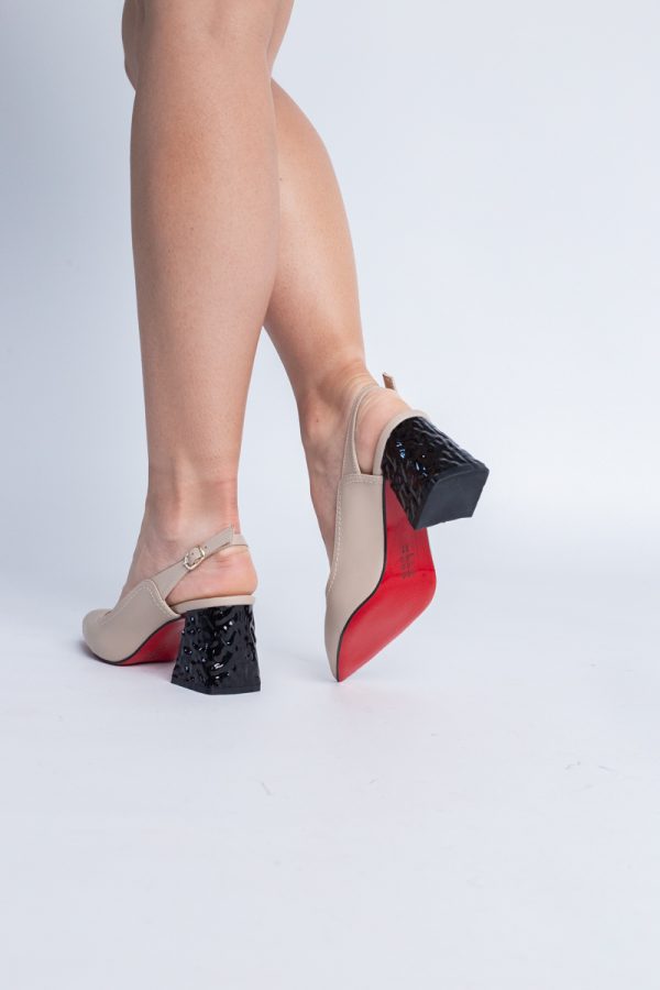 Pantofi cu Toc Eleganti Decupați din Piele Ecologica culoare Bej - BS774AY2404257 123