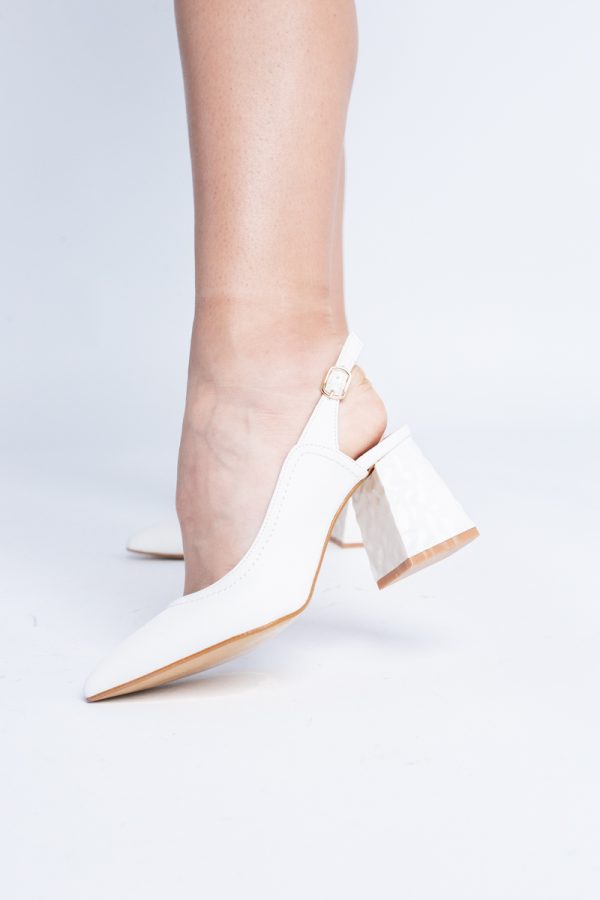 Pantofi cu Toc Eleganti Decupați din Piele Ecologica culoare Alb - BS774AY2405284 121