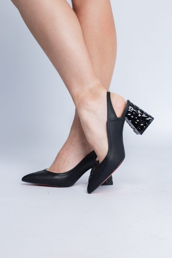 Pantofi cu Toc Eleganti Decupați din Piele Ecologica culoare Negru - BS774AY2404262 119