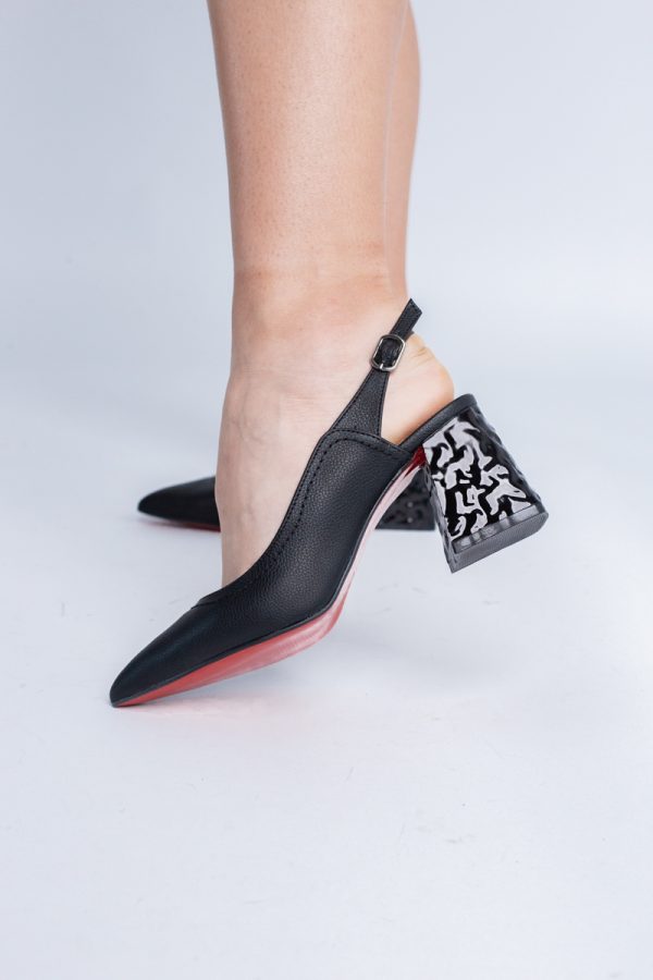 Pantofi cu Toc Eleganti Decupați din Piele Ecologica culoare Negru - BS774AY2404262 121