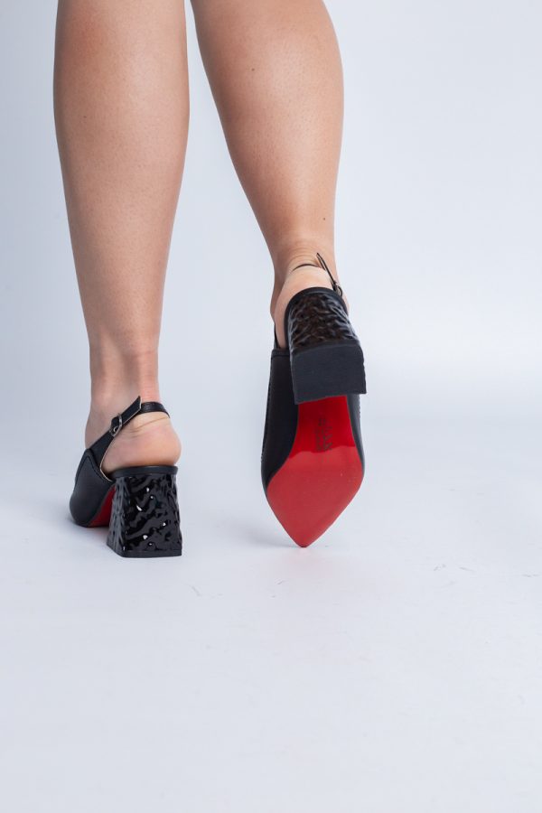 Pantofi cu Toc Eleganti Decupați din Piele Ecologica culoare Negru - BS774AY2404262 123