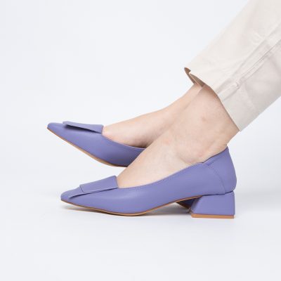 Pantofi Damă cu Toc Jos din Piele Ecologică Violet (BS500D2405289)