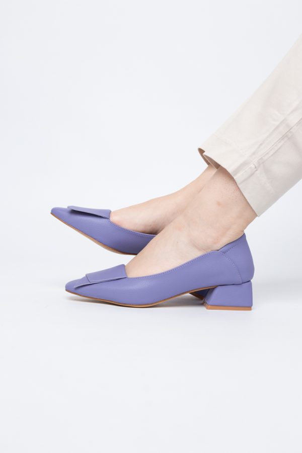 Pantofi Damă cu Toc Jos din Piele Ecologică Violet (BS500D2405289) 119