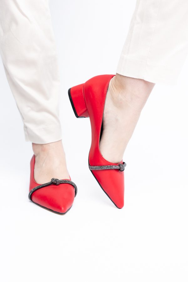 Pantofi Damă cu Toc Jos din Piele Ecologică culoare Roșu (BS021AY2405461) 119