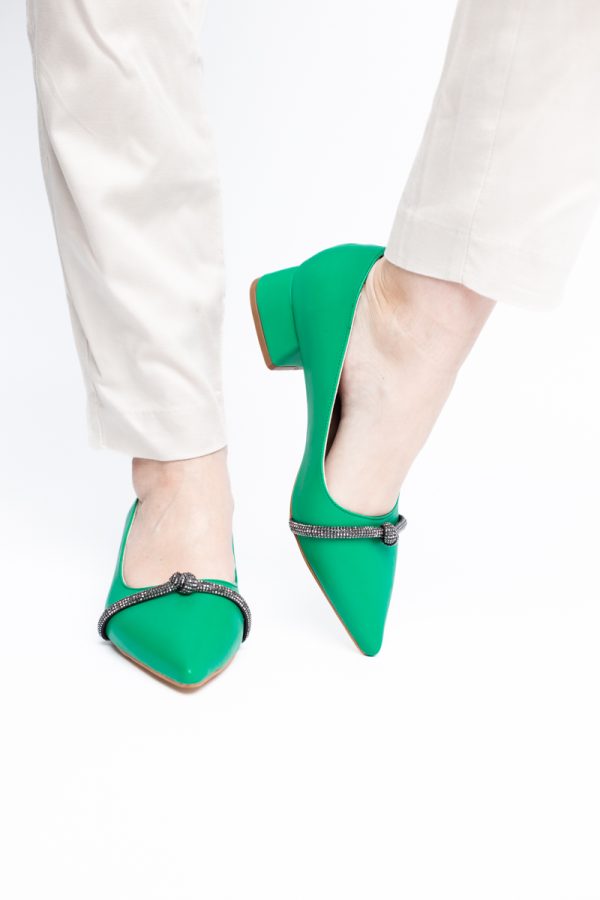 Pantofi Damă cu Toc Jos din Piele Ecologică culoare Verde (BS021AY2405462) 119