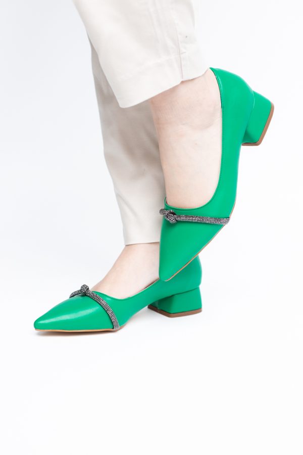 Pantofi Damă cu Toc Jos din Piele Ecologică culoare Verde (BS021AY2405462) 121