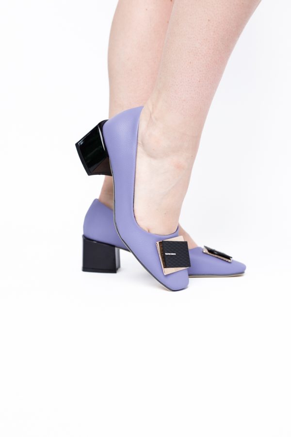 Pantofi cu Toc Eleganti cu Pietricele din Piele Ecologică culoare Mov - BS131AY2405329 119